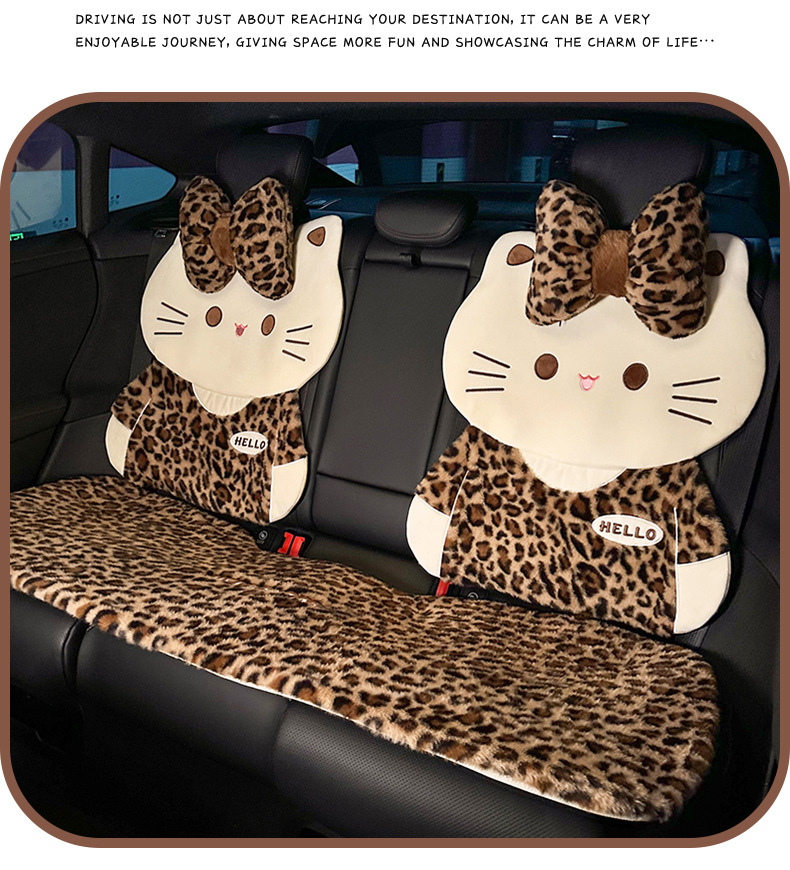 Cute Cat Car Seat Cushion Plush Winter Warm Car Comfortable Seat Cushion Creative Cartoon Car Seat Cover