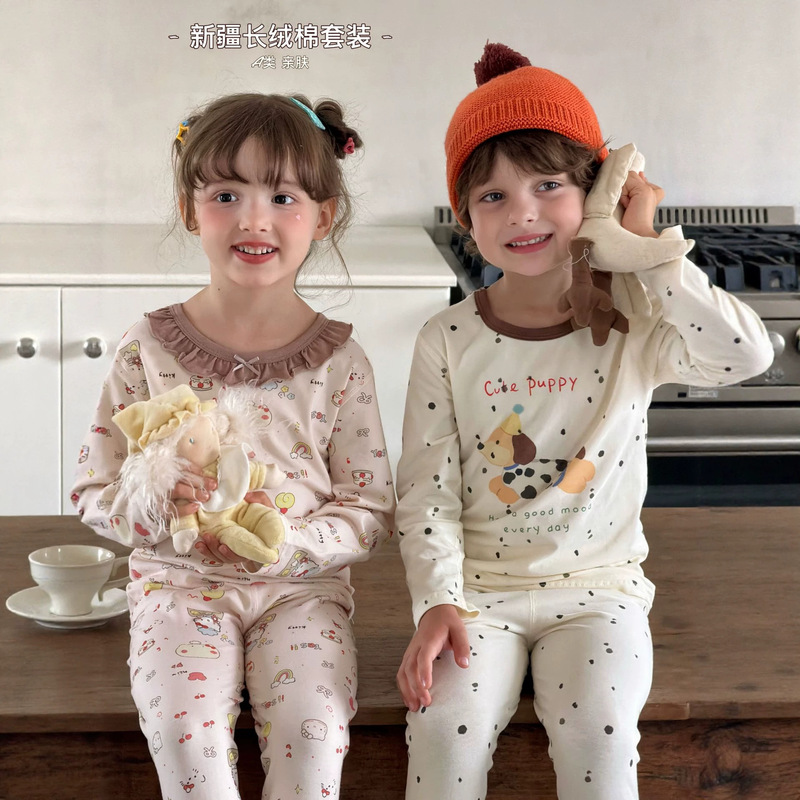 Anmeiya's New Lycra Suit Autum Kidsren's Home Clothes Kidsren's Pajamas Intimates Suit Autum Clothes and Long Pants Manufacturer