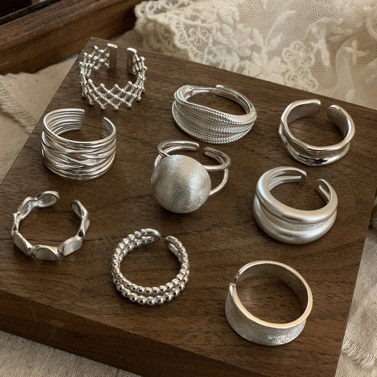 925 sterling silver hollow ring for women, Korean style, niche, simple, ins-style, plain ring, light luxury, high-end feel, open design ring