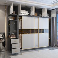 实木杉木推拉移门衣柜衣橱定 制防潮加高卧室家用隔断柜