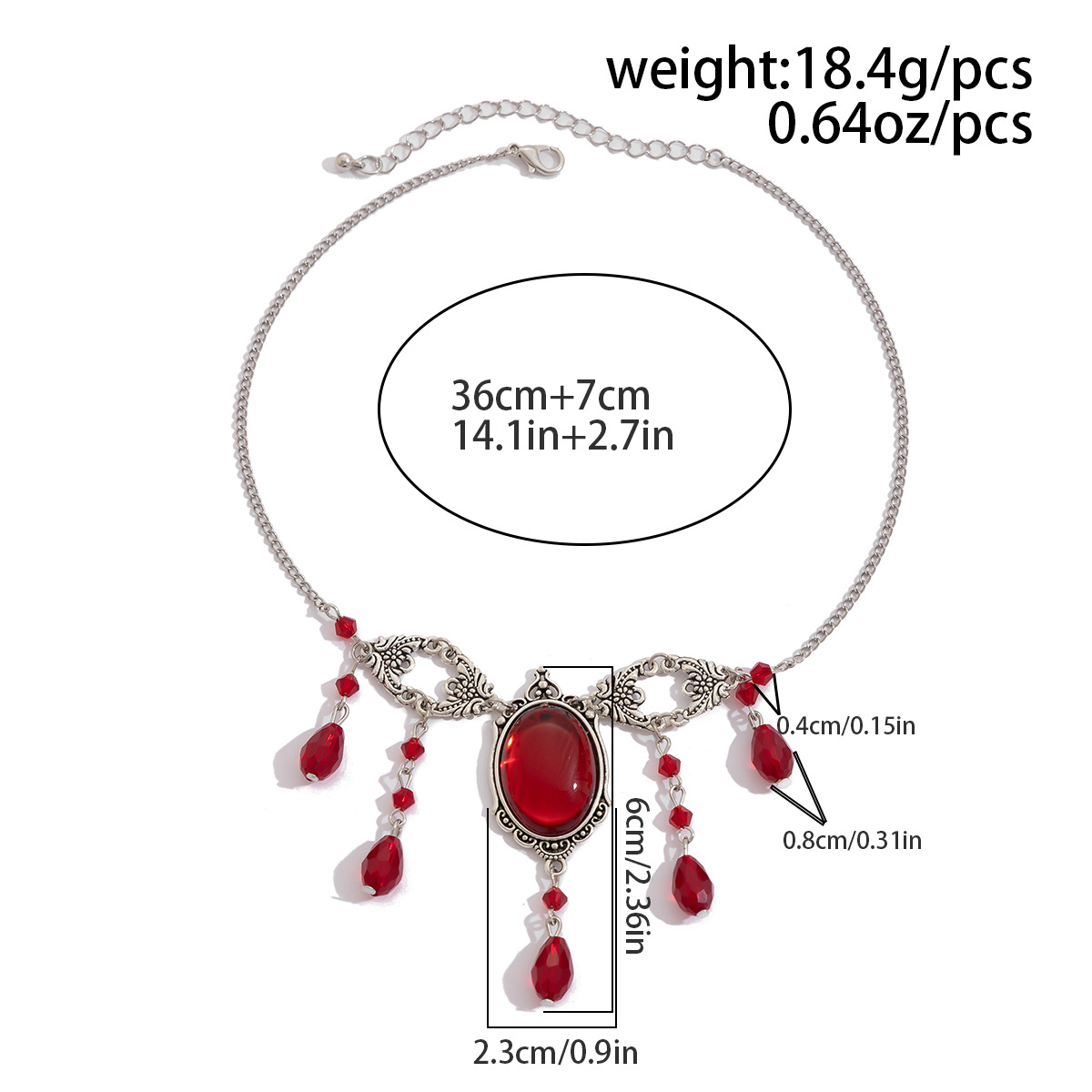 Fashion Tassel Blood Drop Crystal Necklace, Halloween Premium Alloy Clavicle Chain_voghion.com