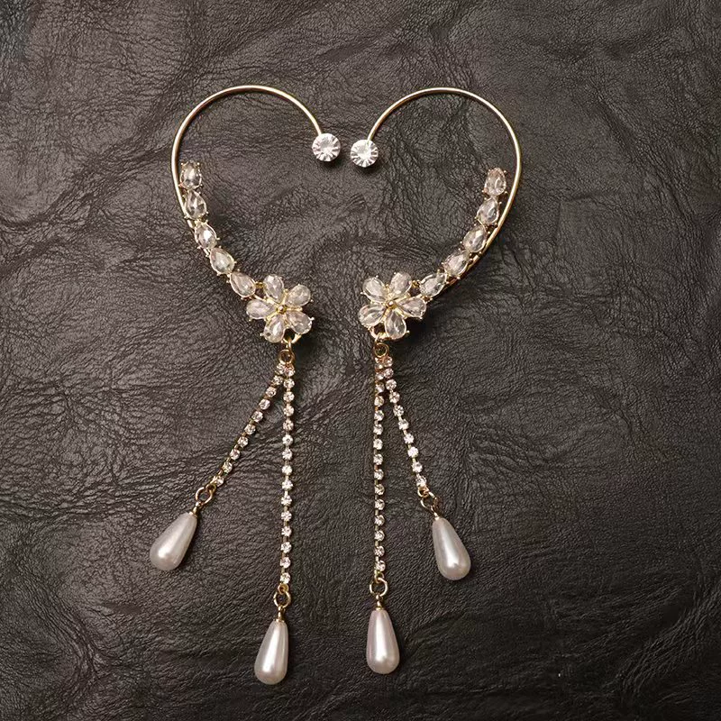 Сережки-ушки, дизайны из циркона и бахромы, клипсы без пирсинга, серебристые или золотистые