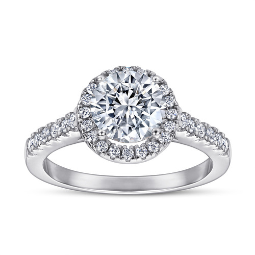 Tonglin 1 carat simulated diamond ring S925 silver ring women's simple and stylish 18K white gold wedding proposal ring