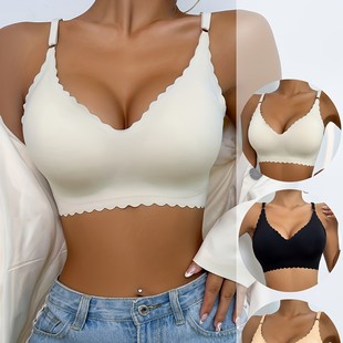 Seamless Wave Edge Wireless Women's Bra High Comfort Detachable Cushion Soil Tone Adjustable Shoulder Strap