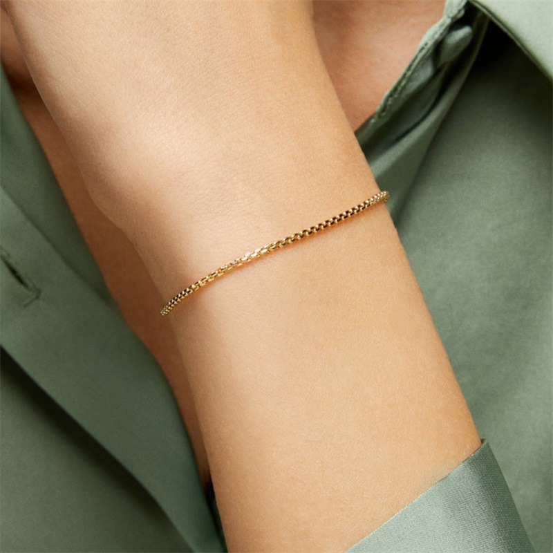 (Cross-border trading), golden bracelet stainless steel, box, chain, accessory, simple and elegant design, European style 4