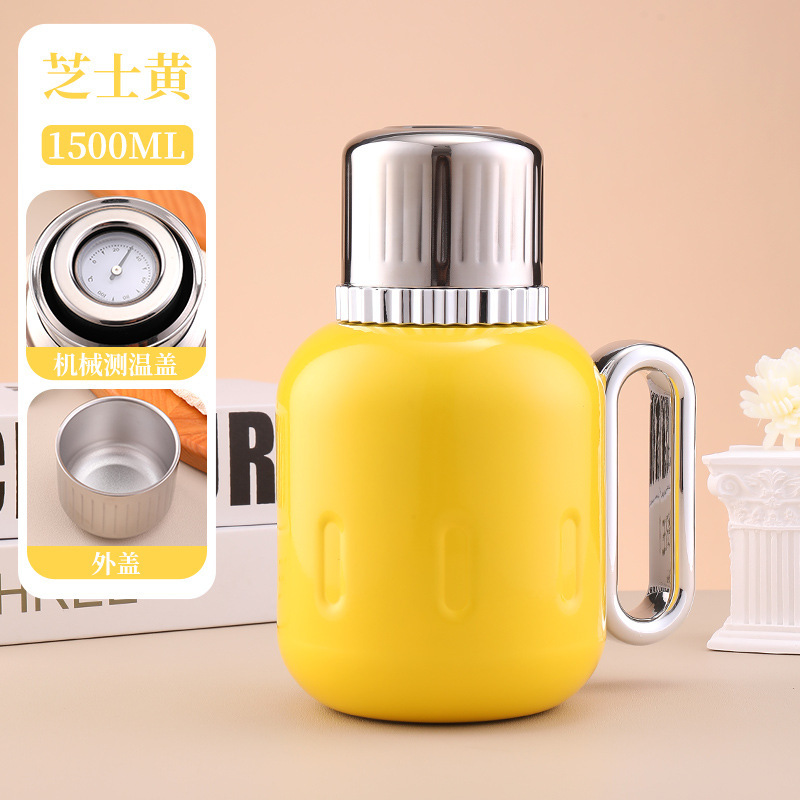 家用不锈钢保温壶大容量高档茶水分离机械显温便携新款焖茶壶水壶|undefined