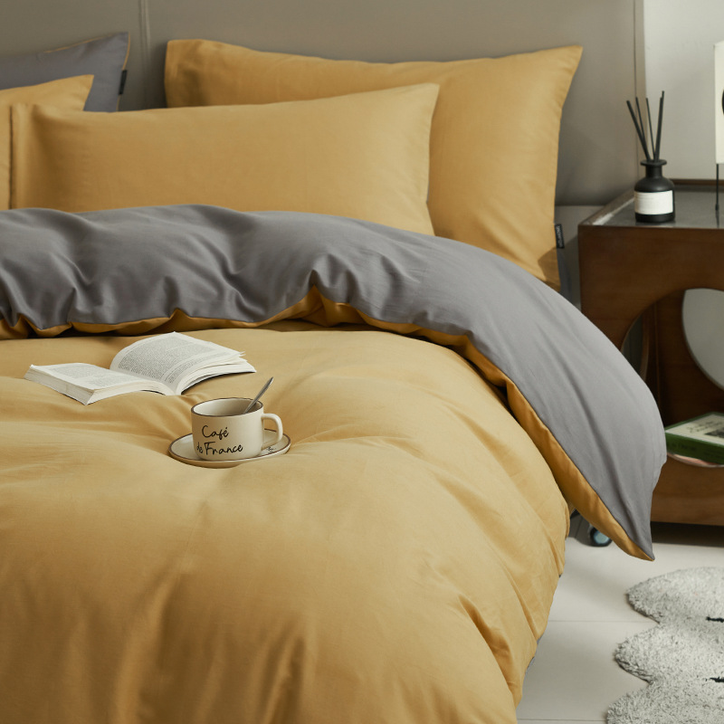 Cama de cuatro piezas de algodón 2025, nueva sábanas molidas cubierta de ropa de cama dormitorio de tres piezas de invierno engrosado