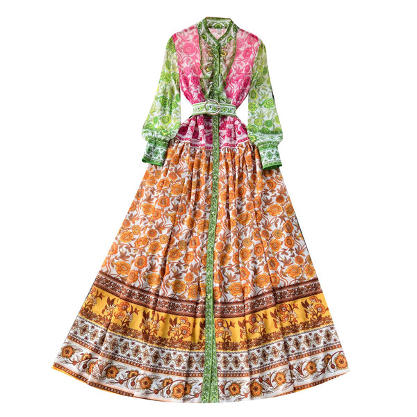 Demi-season retro long skirt