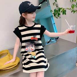 女童连衣裙夏装2026新款洋气儿童裙子夏季童装小女孩条纹公主裙潮