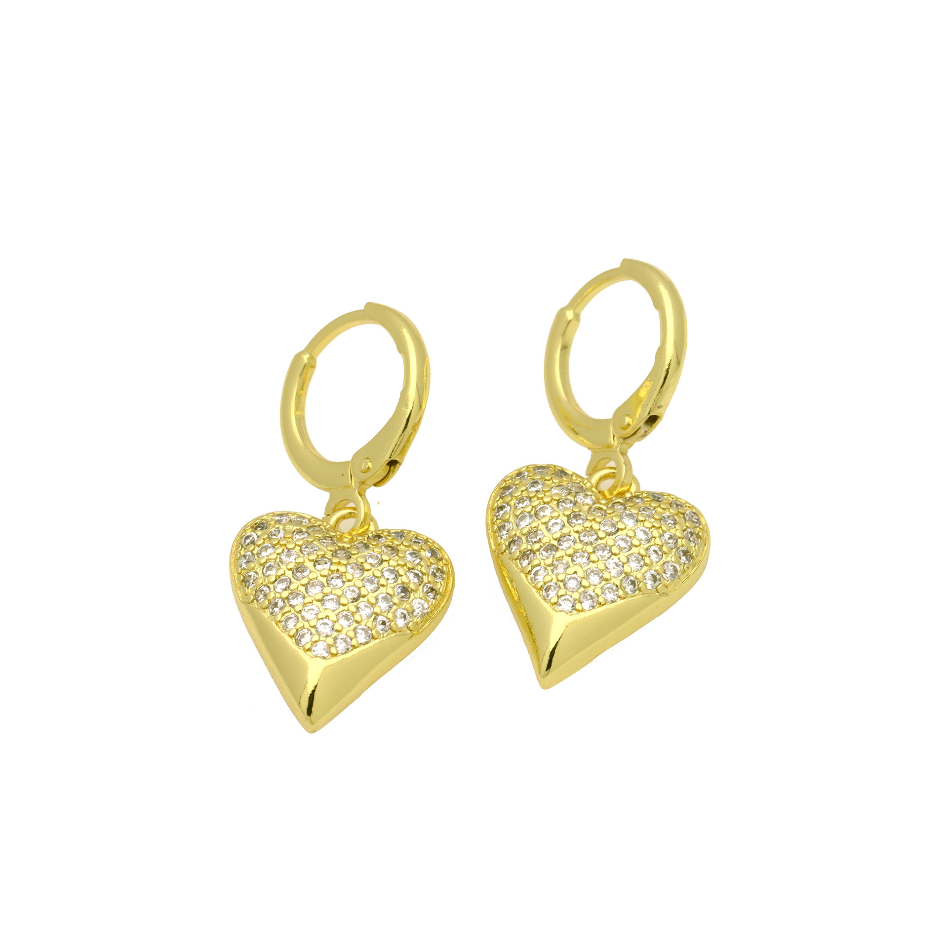 8g Weight Brass Ear Needle Material Zircon Inlay Material Drop Earrings, Ear Studs Classification 1 Pair Quantity Daily, Street Occasion Copper Material Heart Shape Pattern Women's Gender Inlay Design Sweet, IG Style Style 1 Pair Sweet IG Style Heart Shape Inlay Copper Zircon Drop Earrings Ear Studs 3