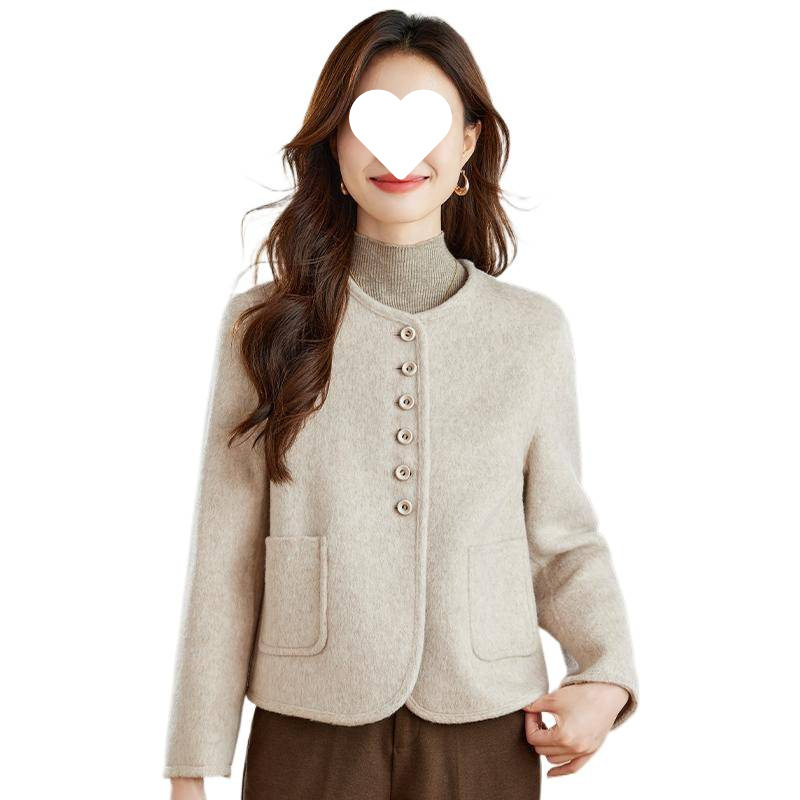 双面绒毛呢外套女2025秋冬新款小个子高级感时尚赫本风短款大衣|undefined