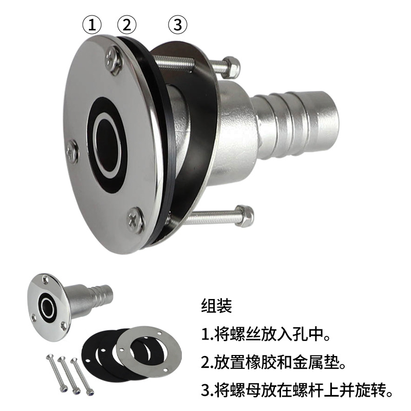 316不锈钢房车船用排气管接头暖尾气蒸汽烟雾排放管透气孔转接头