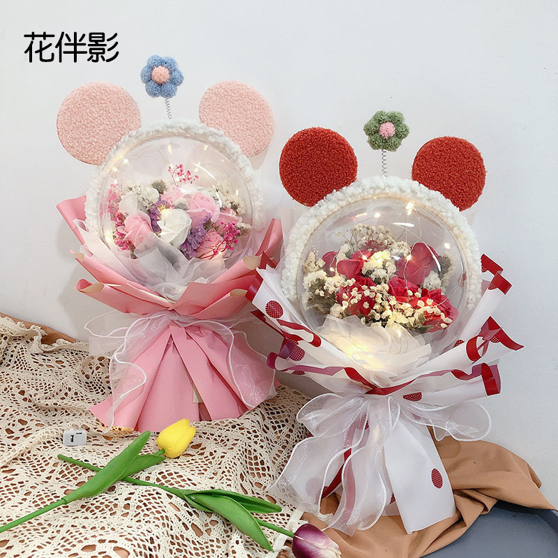 头箍星黛露小红花米奇乐园游玩毛绒发饰兔耳朵头饰鲜花