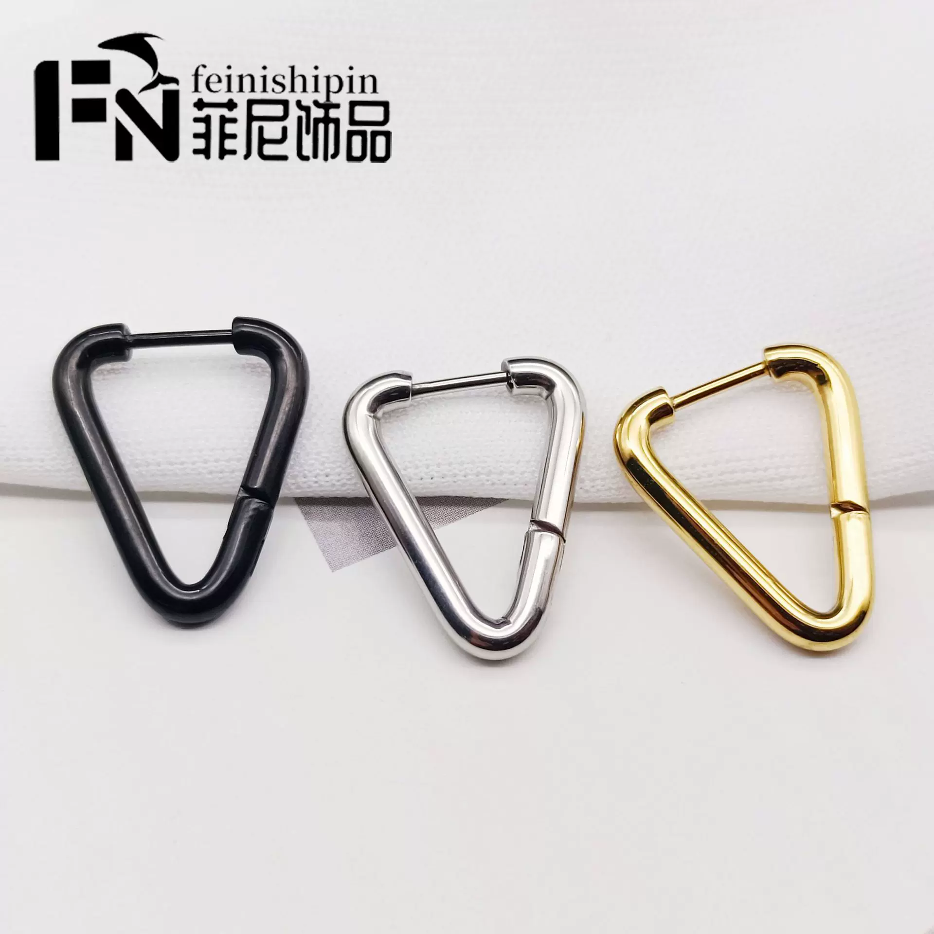 个性三角形耳环不锈钢三角形圆线耳环异形线圈百搭几何型耳扣厂家