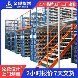 金硕仓储货架批发两层仓库隔层建搭双层可拆卸重型钢结构阁楼平台