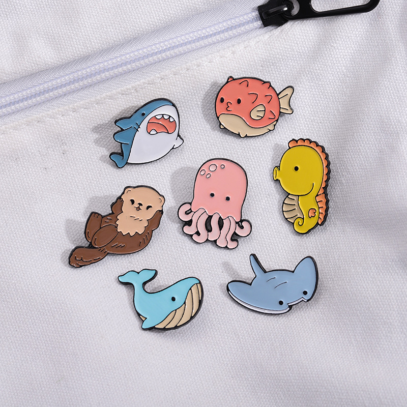 8g Weight Brooches Classification Holiday, Party Occasion Alloy, Metal Material Animal, Cartoon, Ocean, Dolphin, Octopus, Fish, Shark Pattern Unisex Gender Plating Design Cute Style Cute Pin Animal Cartoon Ocean Alloy Metal Plating Unisex Brooches 6