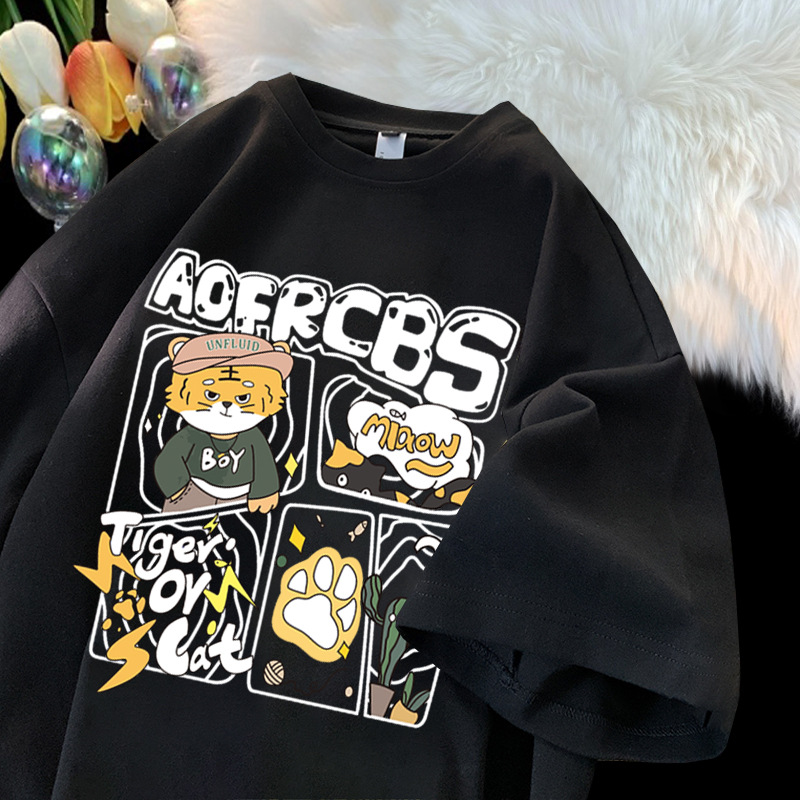 2022 nueva marca de moda NY1 manga corta hombres moda suelta guapo todo partido camiseta verano americano hiphop personalidad superior