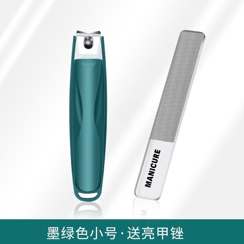 Verde oscuro pequeño tamaño cortaúñas + Lima de vidrio
