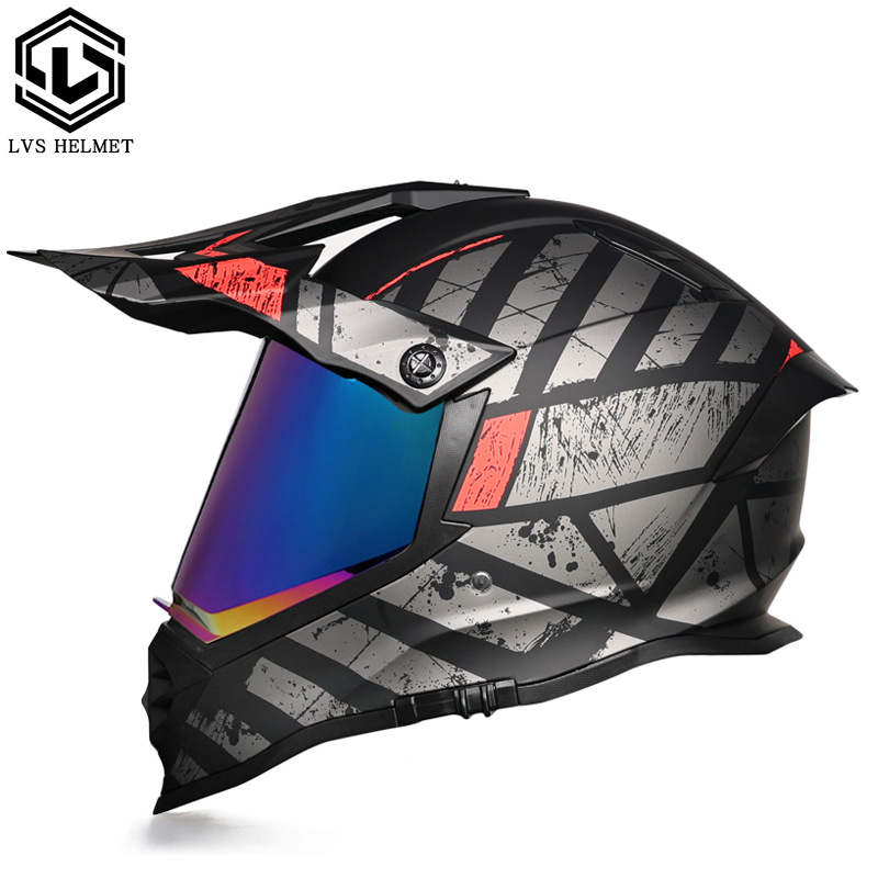 Nuevo off-road tire casco de doble lente carretera tire casco completo motocicleta Larga Distancia unisex Four Seasons universal LVS