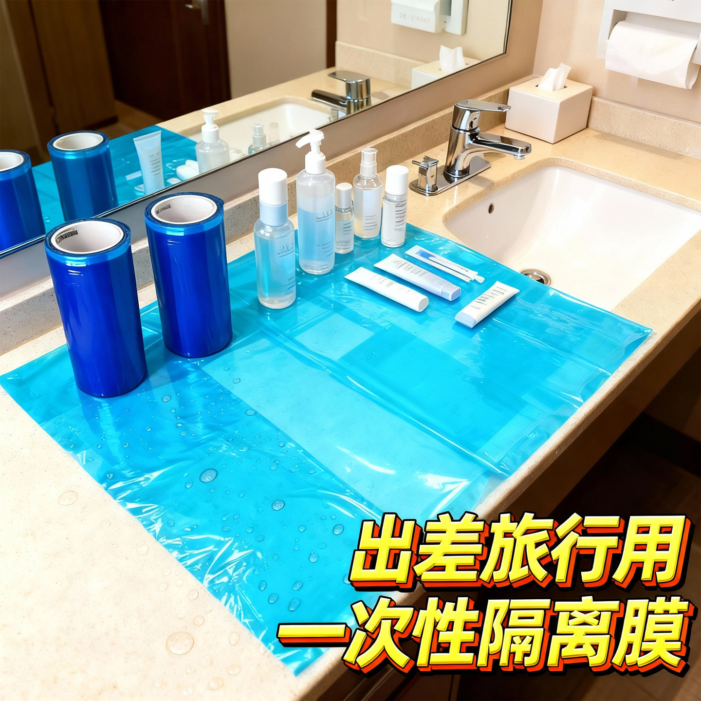 一次性隔离膜蓝膜牙科酒店马桶开关卫浴粉色隔脏隔离膜点式不留胶