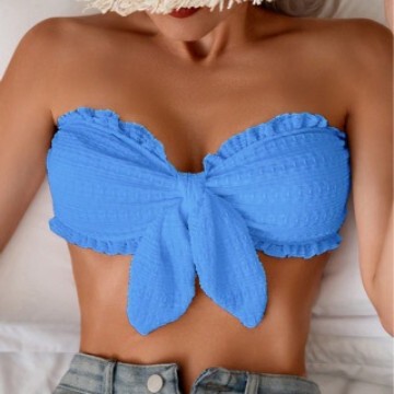 2024 New European and American Solid-Color Tube Top Swimsuit Top for Women—Factory Direct Export, Amazon In-Stock Swimwear