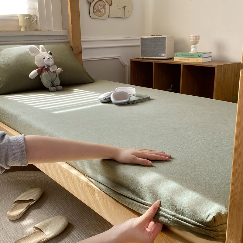 Children's Solid Colour Bed Sheet Three-piece Bedding Set_voghion.com