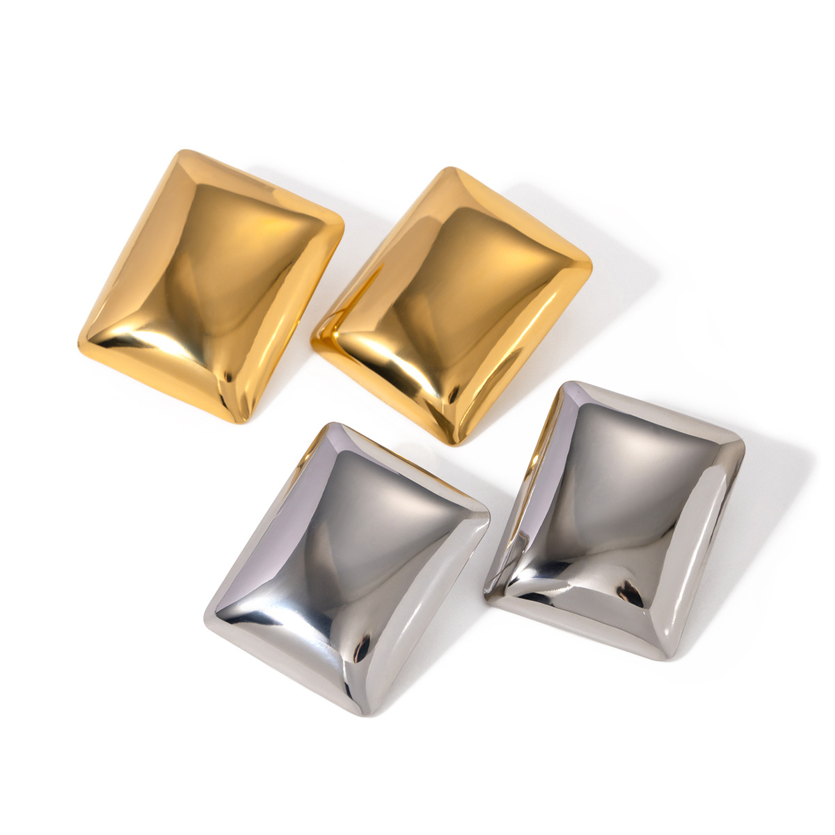 18k oro de acero inoxidable geometría aretes de acero inoxidable para mujeres Europa y los Estados Unidos de moda simple lujoso ligero rectangular aretes de acero de titanio brillante image 6