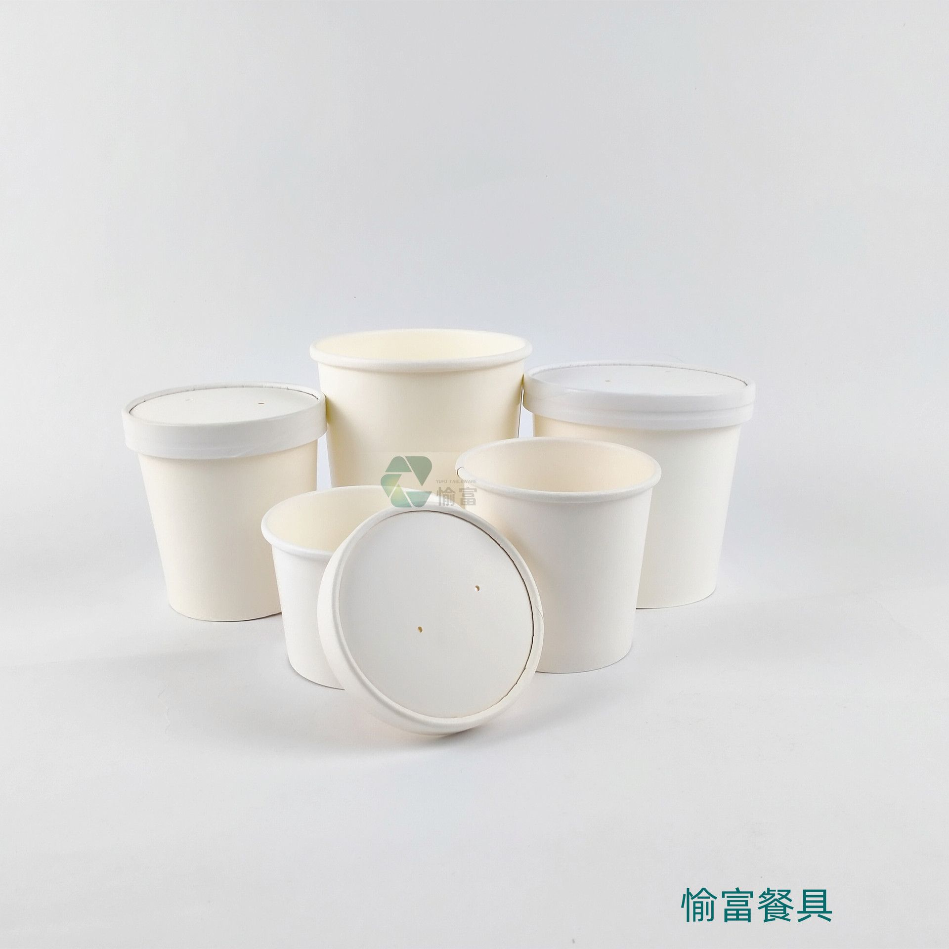 一次性白色加厚圆形纸汤杯汤碗带PP盖纸盖 汤粥米饭外卖打包盒