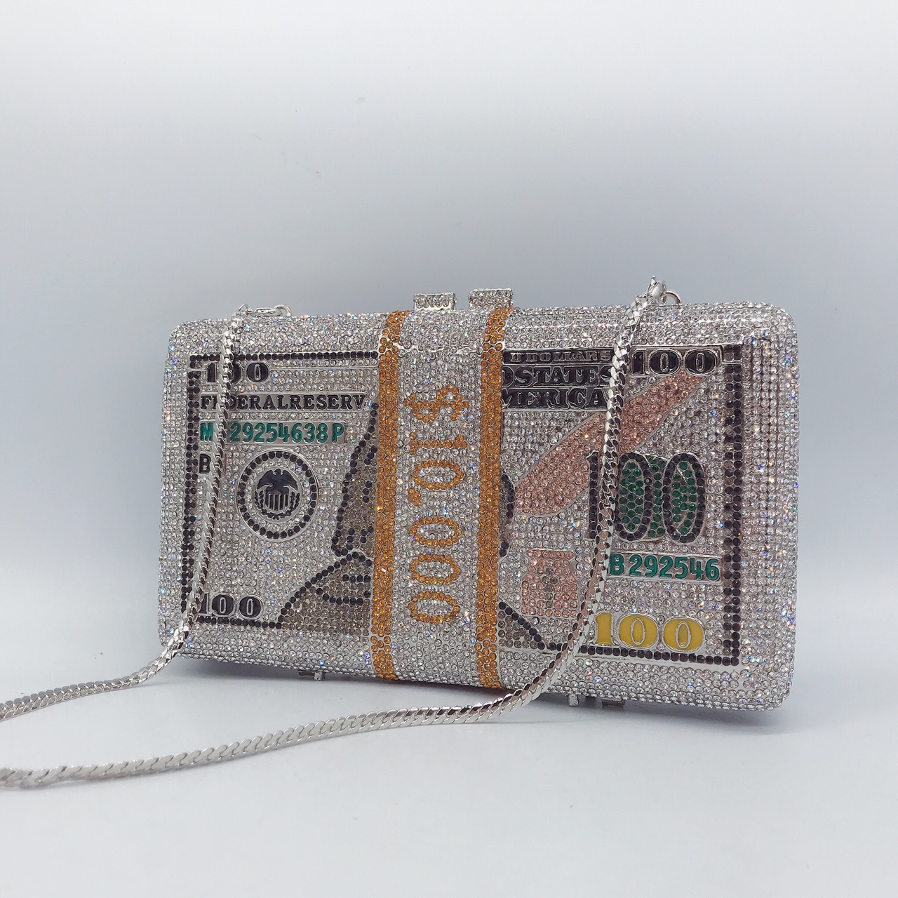 Túi clutch nữ đính đá hình đồng đô la Mỹ phong cách Âu Mỹ — Màu vàng chi tiết 6