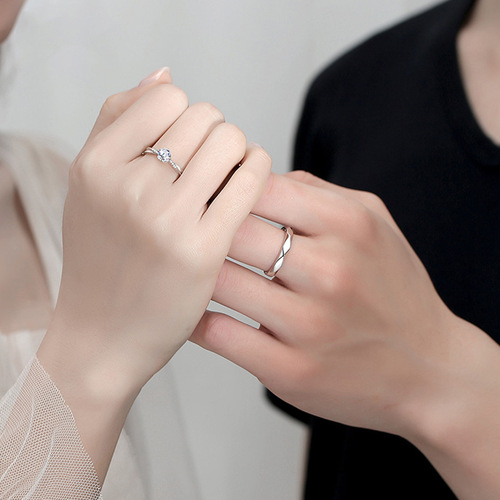 Love for life s925 sterling silver couple ring, a pair of men's and women's wedding rings, niche design Valentine's Day gift