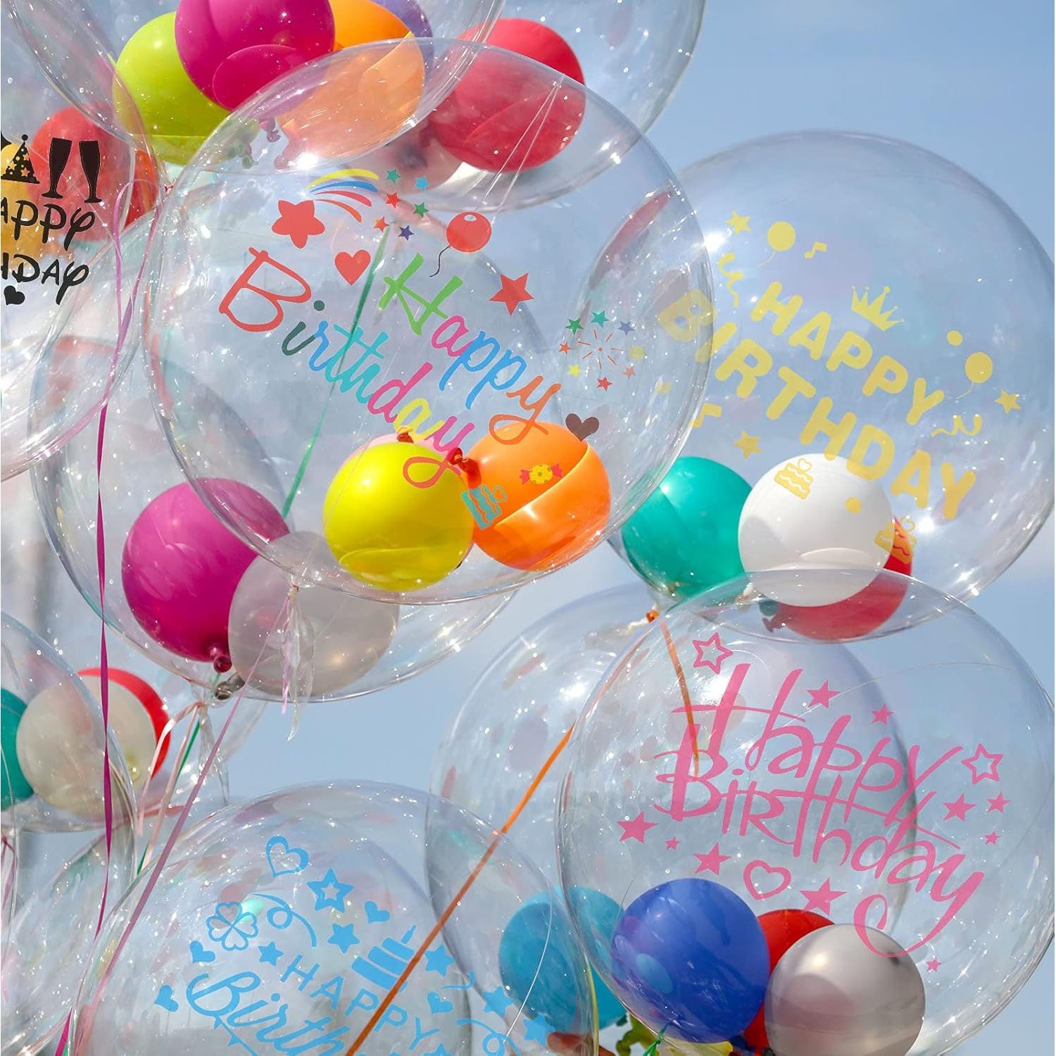 Caja de regalo de flores de comercio exterior pequeña tarjeta de felicitación colorida pegatinas de globo de cumpleaños DIY decoración de fiesta de gran tamaño image 4