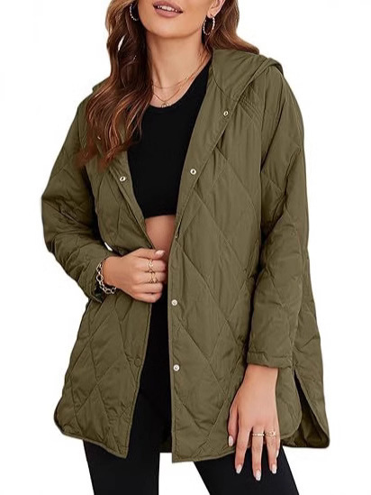 Long Jacket Women Fashion 2025 Pre Winter Coat Business Casual Diamond Quilted Hooded Lightweight Jacket Long Jacket Women Fashion 2025 Pre Winter Coat Business Casual Diamond Quilted Hooded Lightweight Jacket