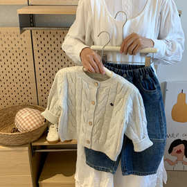 XZ092-刺绣麻花毛衣男童上衣服开衫宝宝秋季外套针织衫