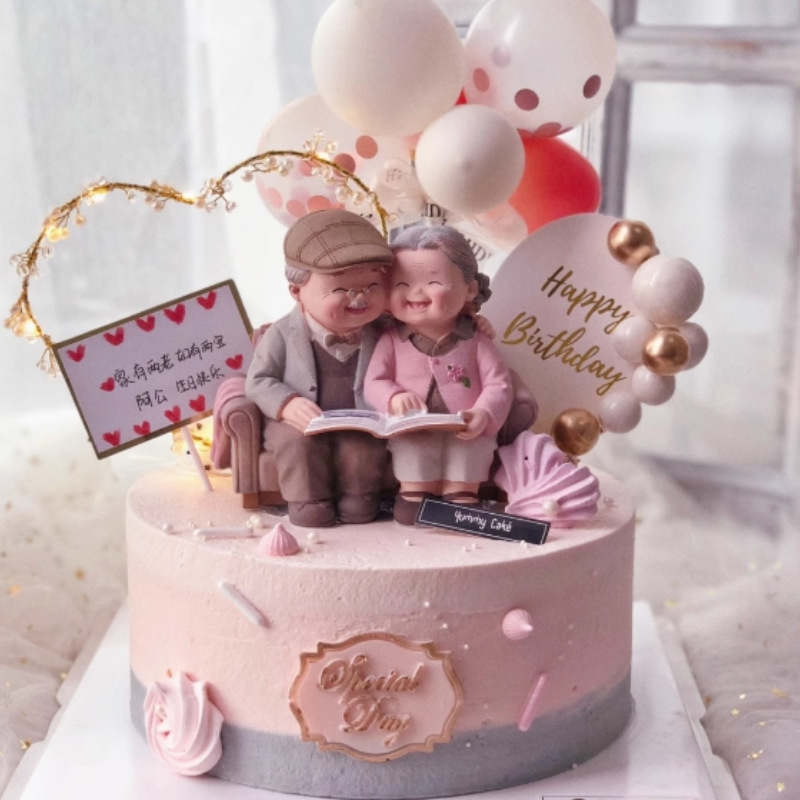Decoración de pastel de horneado, amor, sofá, abuelos y abuelas, adornos de regalo para personas mayores.