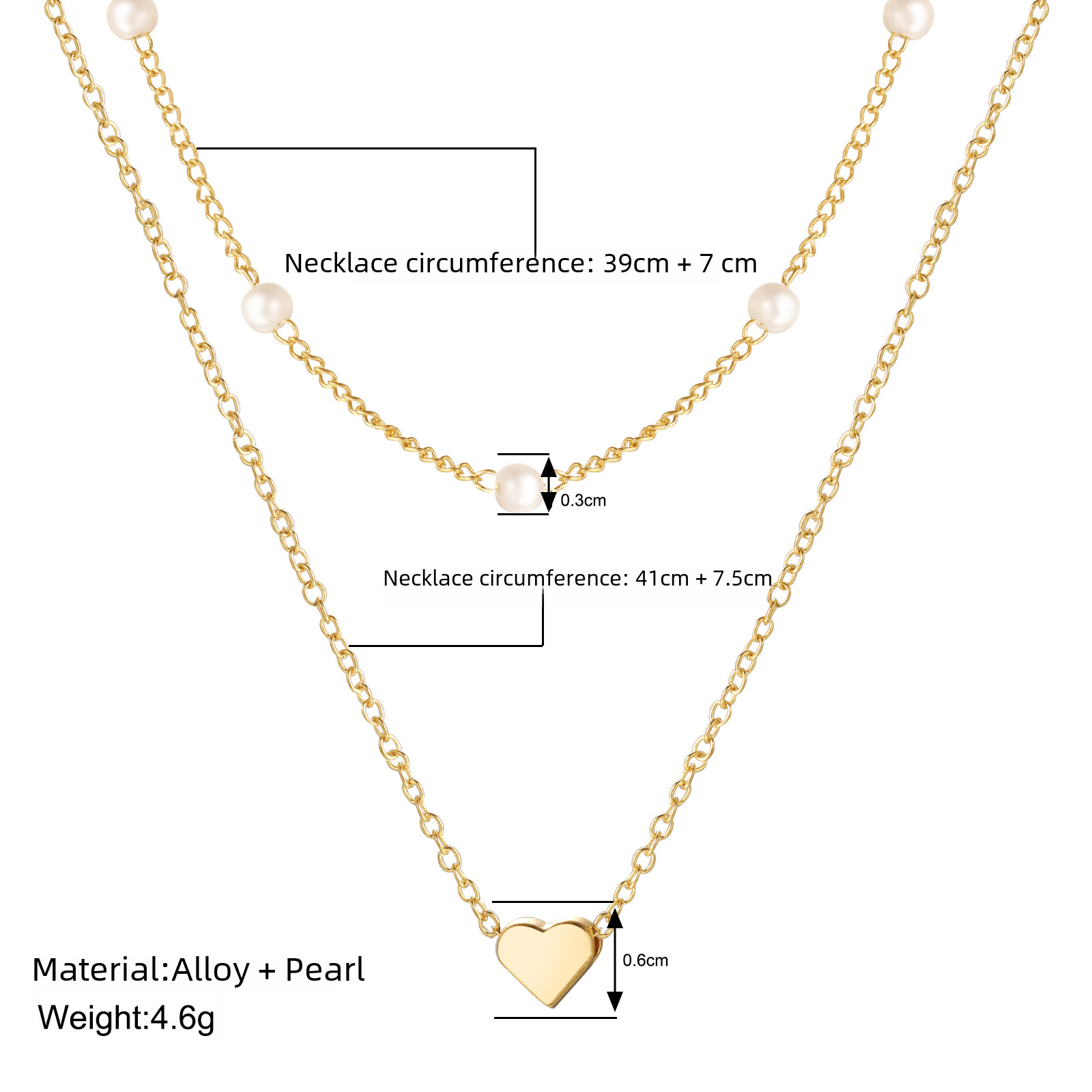 hot selling double-layer necklace creative simple street shooting necklace copper peach heart Pearl multi-layer cla_voghion.com