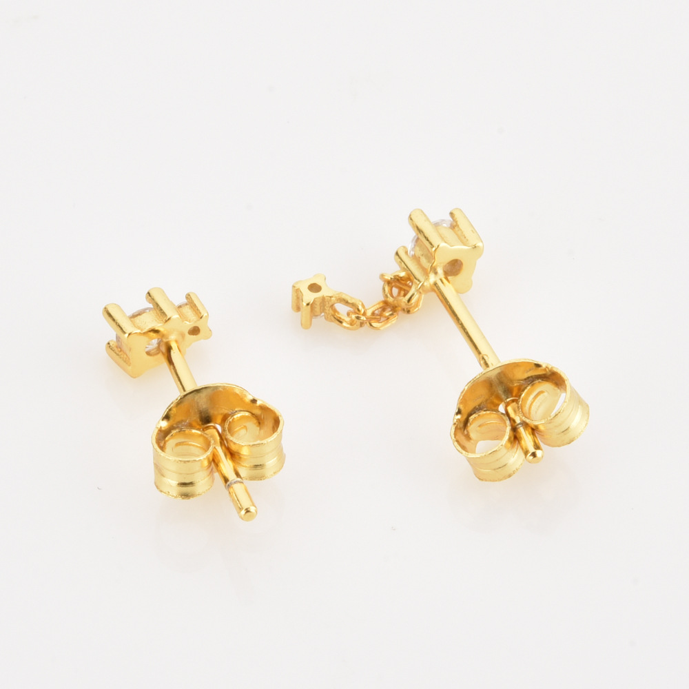 Holiday, Date Occasion 925 Sterling Silver Material 1 Pair 18K Gold Plated 925 Sterling Silver Zircon Geometric Drop Earrings