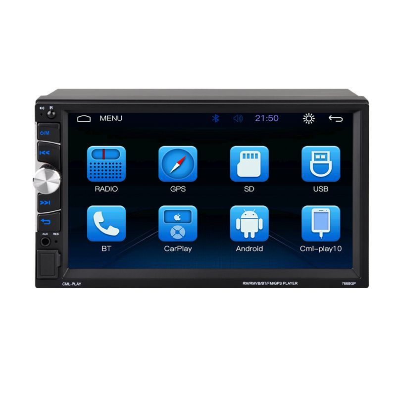 7668Gp Dual-Spindle 7inch Bluetooth Calling Mp5 Player with Built-In Gps and Carplay