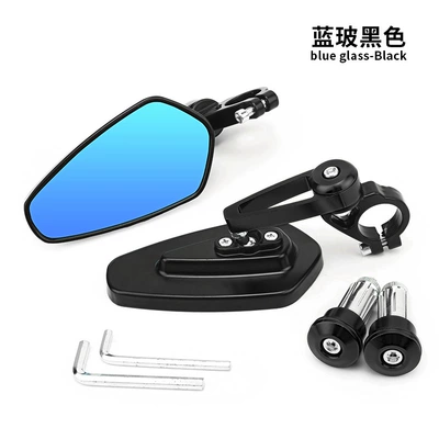motorcycle rearview mirror modified reversing: Motorcycle rearview mirror - cnc-aluminum-alloy-hand-mirror-black-blue