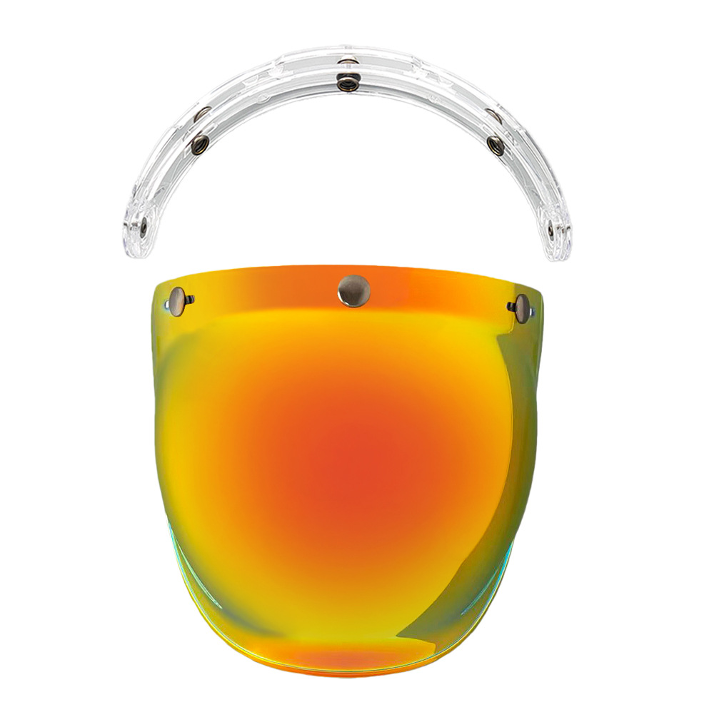 Helmet Bubble Lens Curved Three-Button Electroplating Motorcycle Retro Helmet Mirror Guard Uv Protection Sun Protection