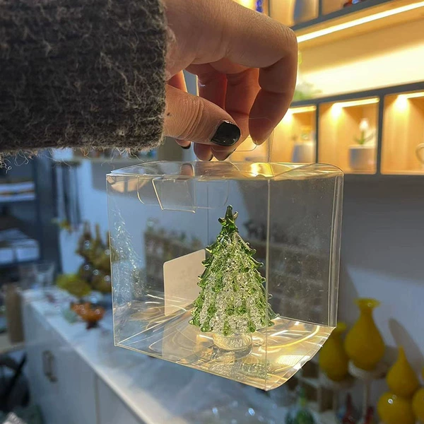 Green Lattic Christmas Tree 8.cm-PVC Gift Box Fit