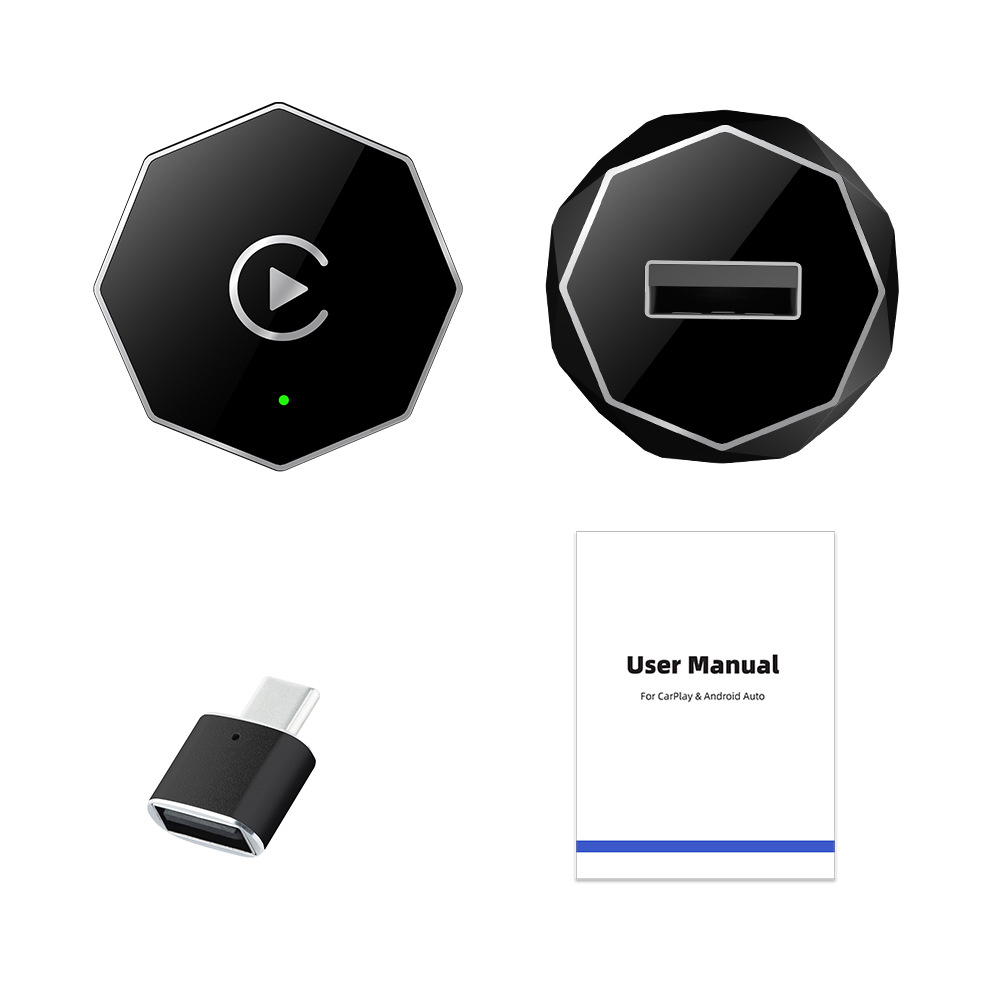 Car Onboard Interconnect Box Support Wireless CarPlay 2-in-1 Plug and Play Adapter