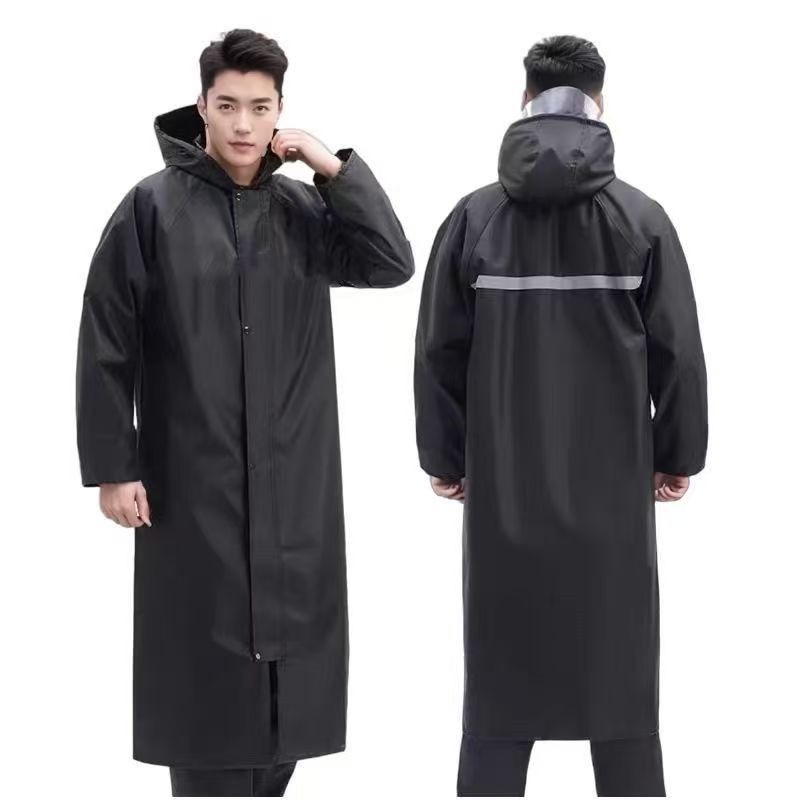 Capa de lluvia larga para adultos unida al aire libre impermeable para montar reflectante protección laboral propiedad de chaqueta de lluvia integrada