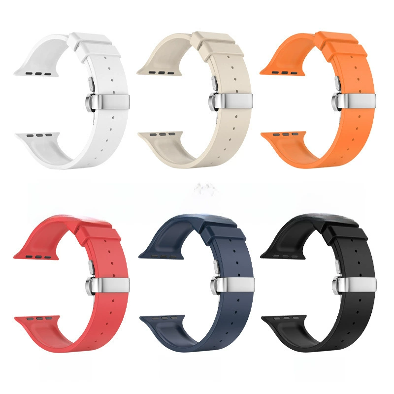 Применение ремешка из ультрафторированного каучука для Apple Watch с застежкой-бабочкой. Резиновый ремешок для Apple Watch, спортивный, дышащий.