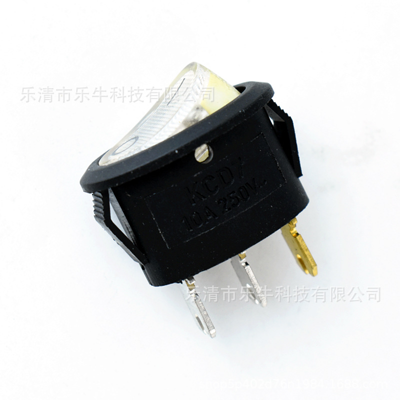 KCD1椭圆形3脚2档电源开关椭圆翘板开关 多功能电子设备透明开关