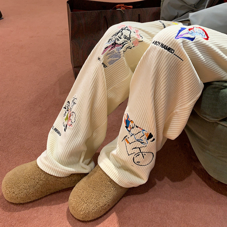 [in stock] Chapter/Fashion tag Slow Rhythm Weekend Corduroy Embroidered Pants