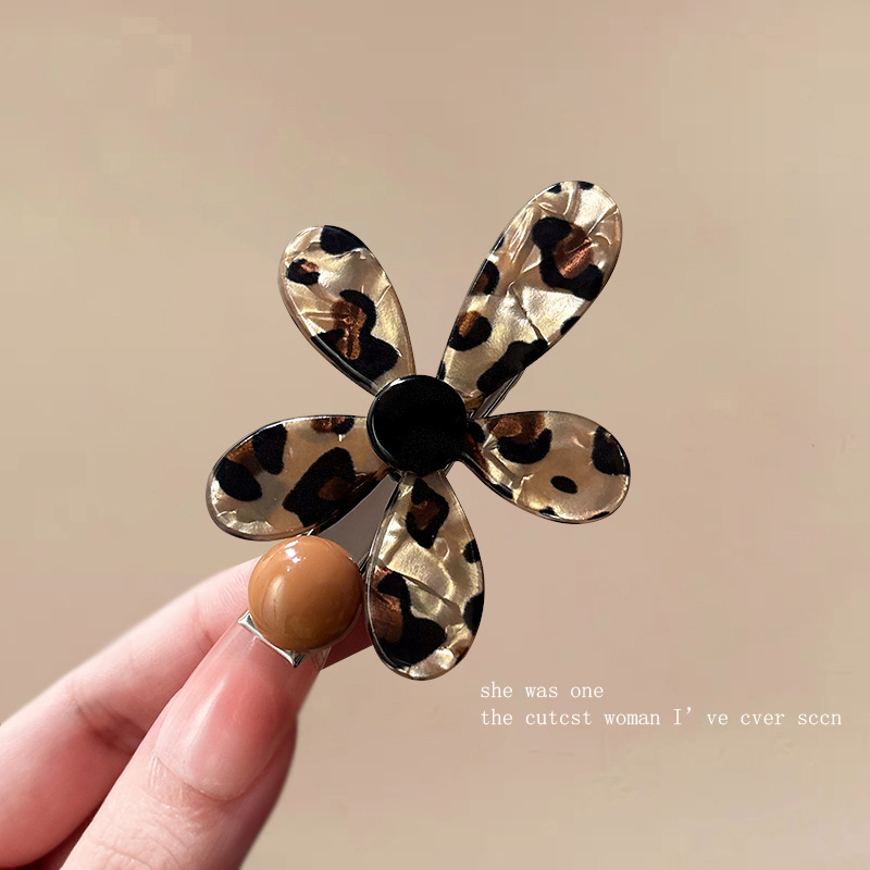 豹纹花朵发夹女一字夹高端碎发前额刘海夹2025新款侧边夹发卡发饰|undefined