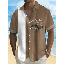 H 75342 Vintage car print men's shirt ���ų�ӡ����ʿ����