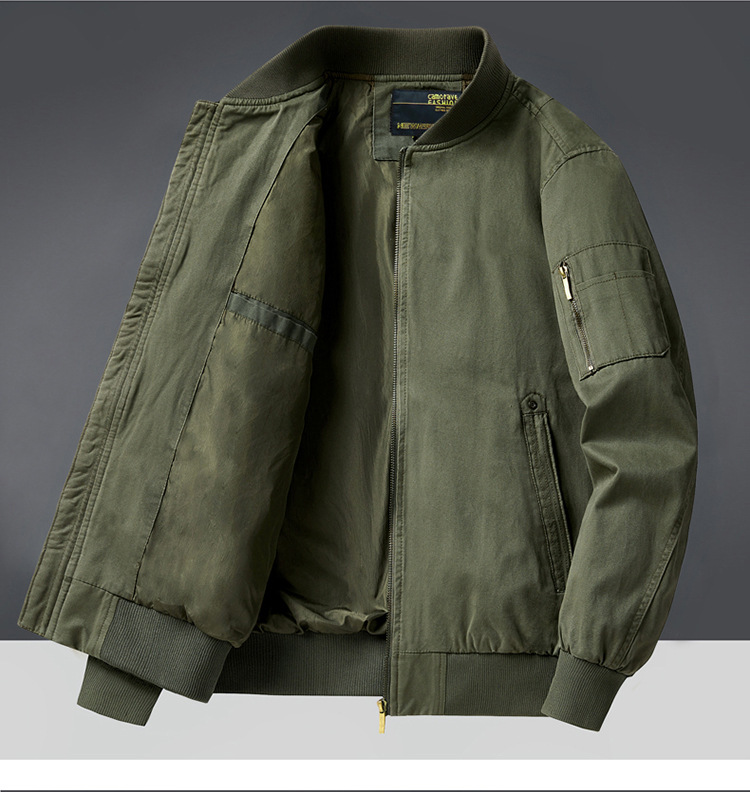 Men's Clothing 2024 new pure cotton pilot jacket men's spring and autumn loose large size men's baseball uniform workwear jacket thin_voghion.com