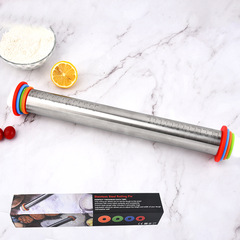 Factory Color Box Set with Rubber Ring Baking Rolling Pin for Dough with Graduations Made of Stainless Steel, Suitable for Foreign Trade Wholesale
