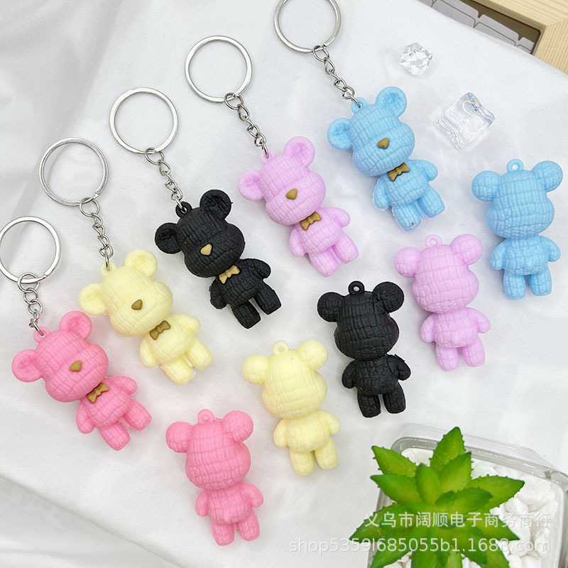 (2개) 울 베어 키 체인 펜던트 칼라 곰 키 체인 폭력 곰 키 체인 인형 펜던트 곰 키 체인